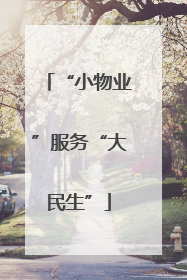 “小物业”服务“大民生”