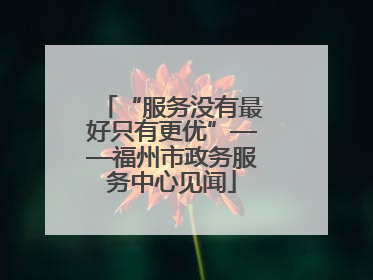 “服务没有最好只有更优”——福州市政务服务中心见闻