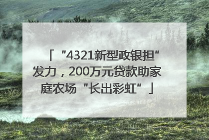 “4321新型政银担”发力，200万元贷款助家庭农场“长出彩虹”