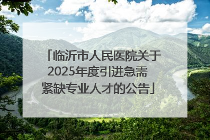 临沂市人民医院关于2025年度引进急需紧缺专业人才的公告