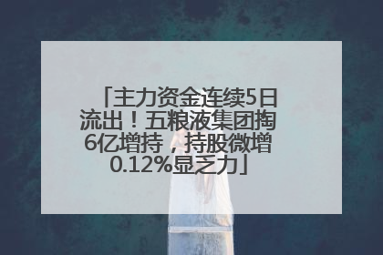 主力资金连续5日流出！五粮液集团掏6亿增持，持股微增0.12%显乏力