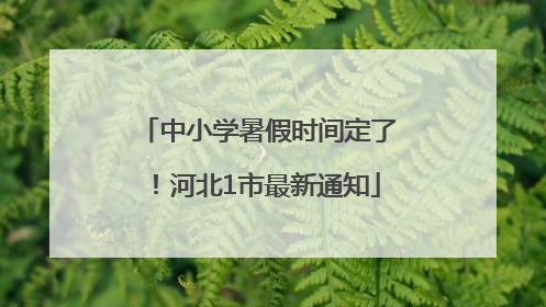 中小学暑假时间定了！河北1市最新通知