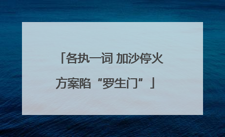 各执一词 加沙停火方案陷“罗生门”
