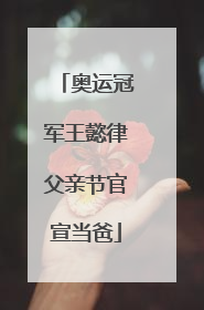奥运冠军王懿律父亲节官宣当爸
