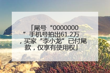 尾号“0000000”手机号拍出61.2万，买家“李小龙”已付尾款，仅享有使用权