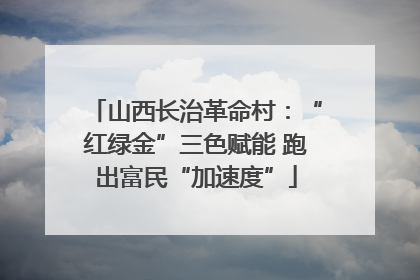 山西长治革命村：“红绿金”三色赋能 跑出富民“加速度”