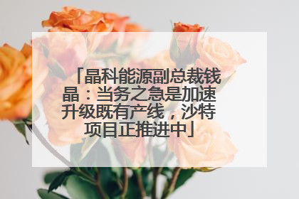 晶科能源副总裁钱晶：当务之急是加速升级既有产线，沙特项目正推进中