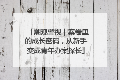 潮观警视｜案卷里的成长密码，从新手变成青年办案探长