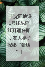 沈阳地铁1号线东延线开通在即，农大学子探秘“新线”
