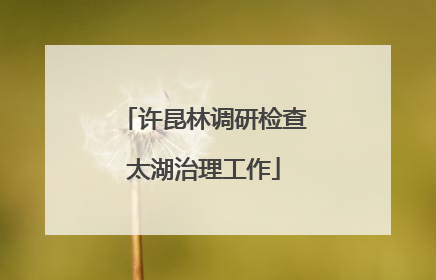 许昆林调研检查太湖治理工作