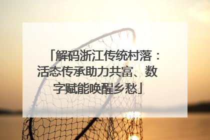 解码浙江传统村落：活态传承助力共富、数字赋能唤醒乡愁