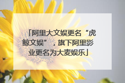 阿里大文娱更名“虎鲸文娱”，旗下阿里影业更名为大麦娱乐