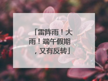 雷阵雨！大雨！端午假期，又有反转